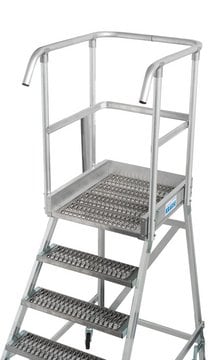 KRAUSE STABILO PodestLeiter, fahrbar 1x2 St.R13 – Plattformgröße 600 x 720 mm, Profilrost mit R13-Rutschhemmung