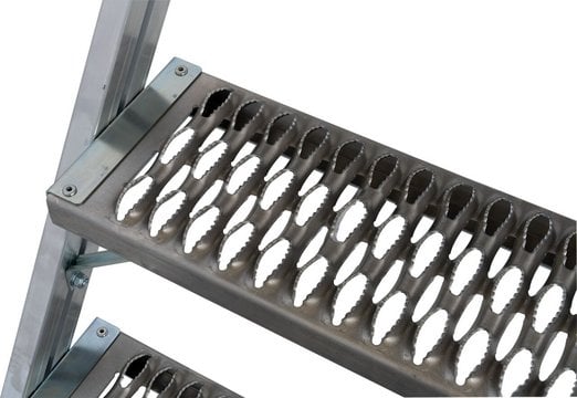 KRAUSE STABILO PodestLeiter, fahrbar 1x2 St.R13 – 180 mm tiefe, rutschhemmende Stufen aus Profilrost mit R13-Rutschhemmung