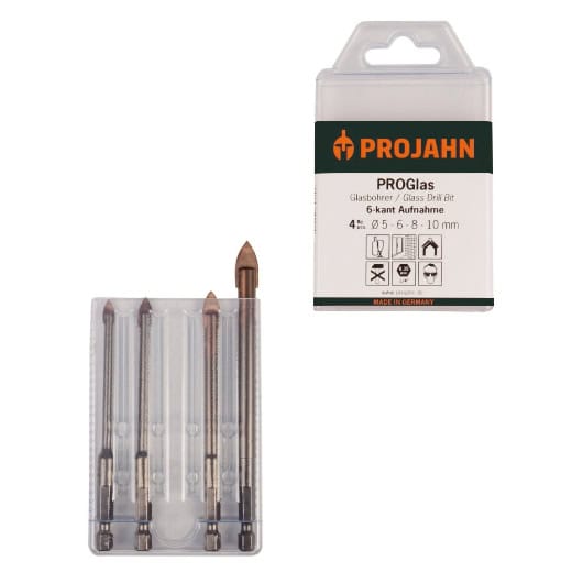 PROJAHN - Satz Glasbohrer 1/4" 6-kant Aufnahme 4-tlg. 5, 6, 8, 10 mm