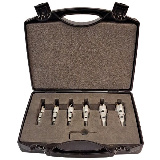 PROJAHN - TCT Metall-Lochsägen Set 18-tlg. Ø 12/14/16/18/20/22 mm, inkl. Spiralbohrer und Federn + Winkelstift