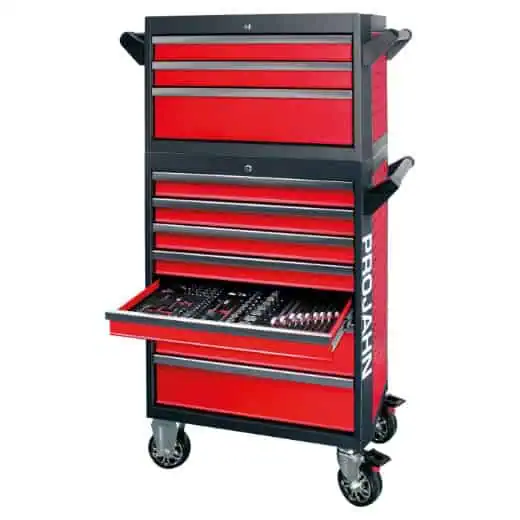 PROJAHN - Werkstattwagen GALAXY + Werkstattwagenaufsatz GALAXY + Dosenhalter + Papierrollenhalter Rot/Anthrazi