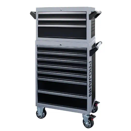 PROJAHN - Werkstattwagen GALAXY + Werkstattwagenaufsatz GALAXY + Dosenhalter + Papierrollenhalter Schwarz/Silb