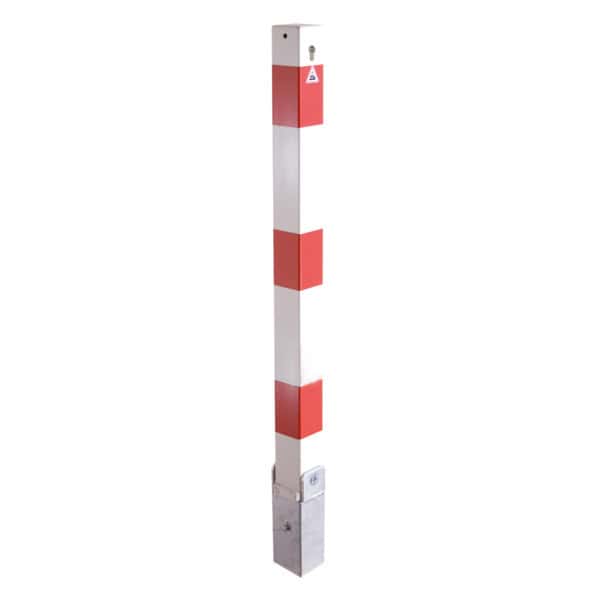 Schake - Absperrpfosten 70 x 70 mm umlegbar mit Profilzylinderschloss mit Hebe- Kippmechanik