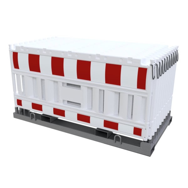 Schake - SET mit 20 Absperrschrankengitter auf Lager- und Transporttraverse — Lampenadapter: mit Lampenadapter…