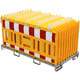 Schake - SET mit 20 Absperrschrankengitter auf Lager- und Transporttraverse — Lampenadapter: mit Lampenadapter…