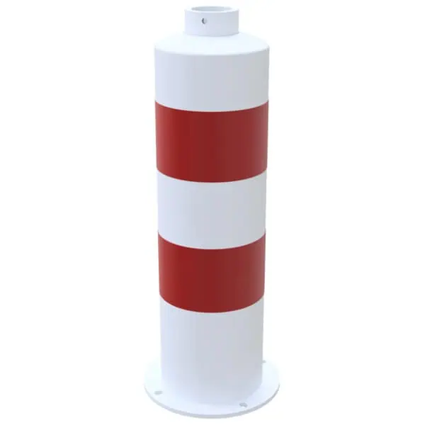 Schake - Inselpfosten aus Stahl — Länge 646 mm, Farbe: blau beschichtet RAL 5005 mit 3 weißen Streifen Typ RA2/B