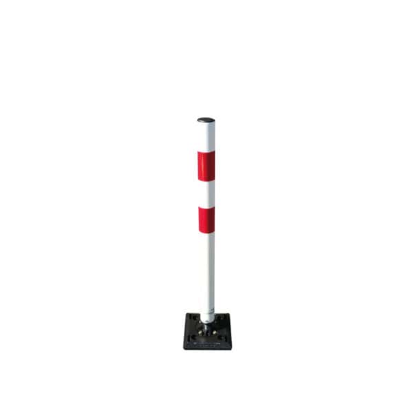 Schake - KICKBACK © Poller Ø 60 mm — Befestigung: mit Bodenhülse zum Einbetonieren, Farbe: gelb mit schwarzen Streifen