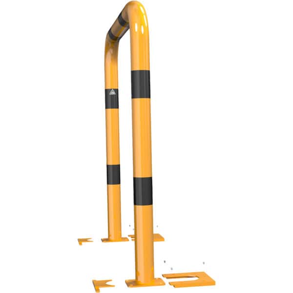 Schake - Rammschutzbügel abnehmbar Stahlrohr Ø 76 mm gelb / schwarz — Gesamtbreite: 1000 mm, Höhe Überflur: 1150 mm