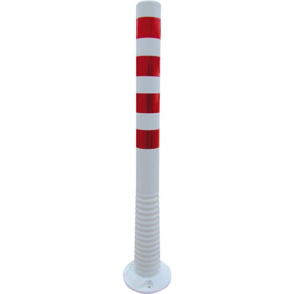 Schake - Flexipfosten weiß / rot Ø 80 mm — Höhe & Streifenanzahl: Höhe 1000 mm Ø 80 mm, PUR, 4 reflektierende Streifen…